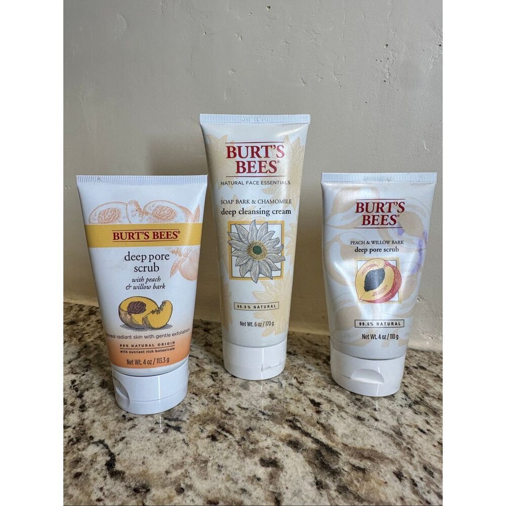 Burt’s Bees Deep Cleansing Cream and Deep Pore Scrub Set New Sealed